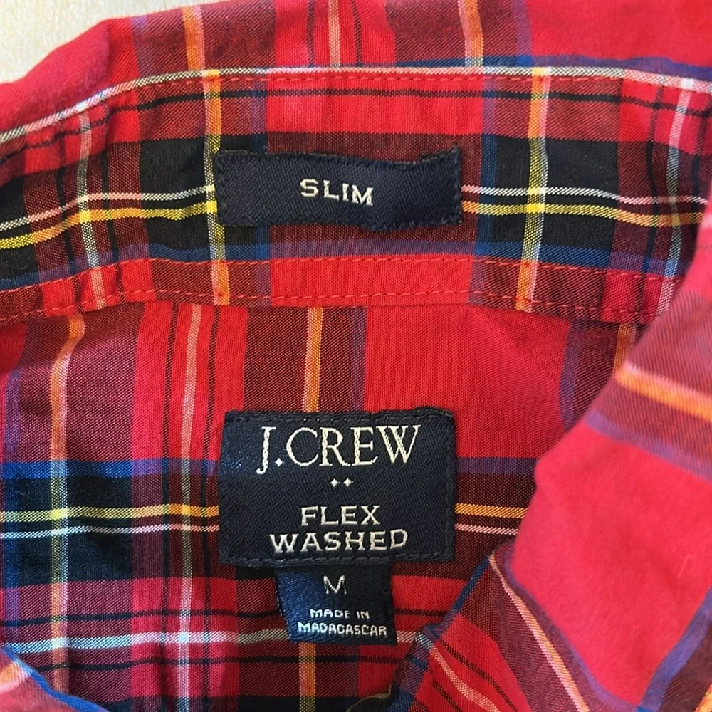 J. Crew Red Plaid Long Sleeve Button Down Shirt Size M